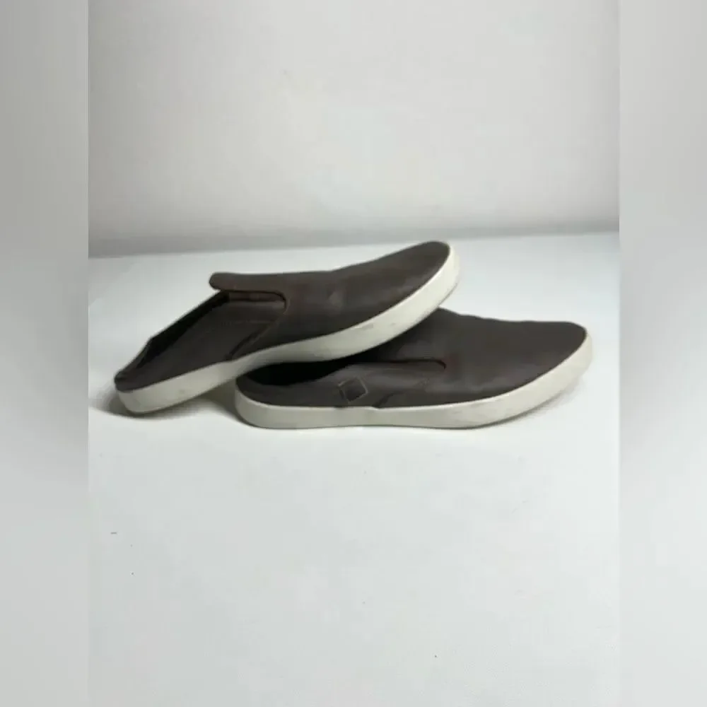 Oneself Men’s Genuine Leather Slip-On Flat Backless Brown Sz 39 EU/6,5 US